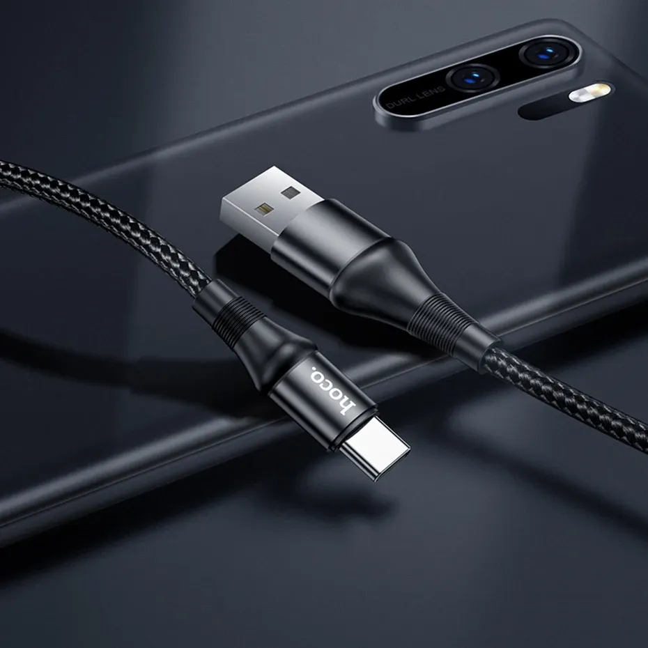 Hoco 3A Nylon Braided Micro-USB and Type-C Charging Cable