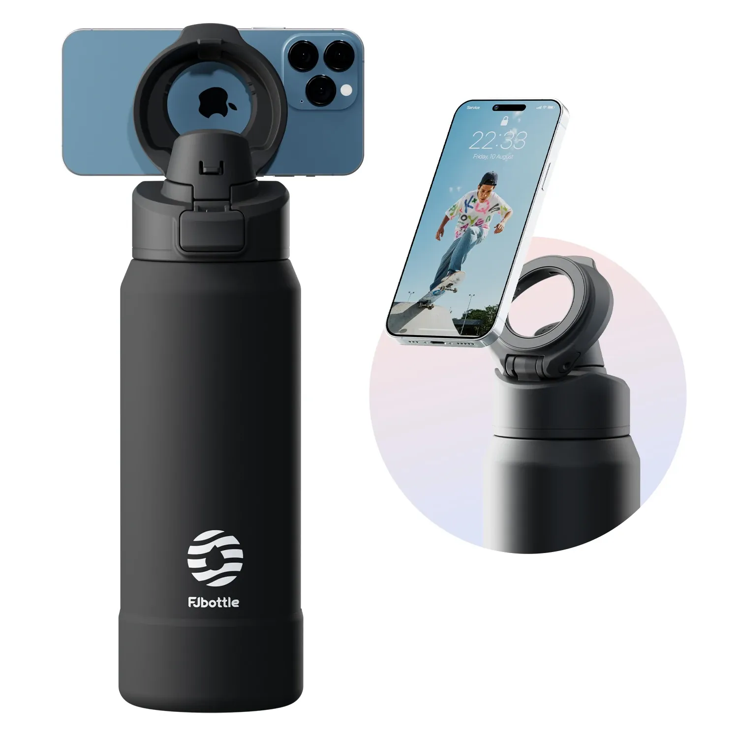 Fjbottle Magnetic Thermos Phone-Mount Sports Bottle
