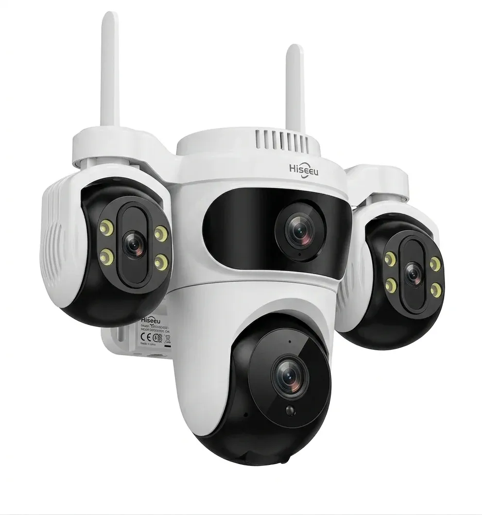 Hiseeu tri-lens outdoor PTZ security camera