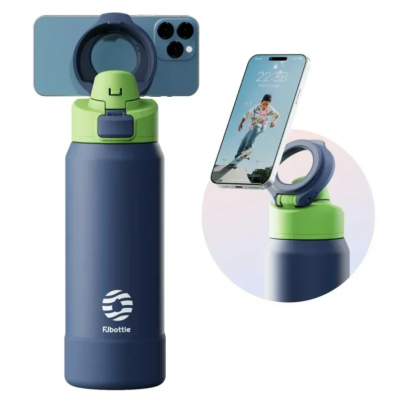 Feijian Magnetic Thermos Sports Bottle with Phone Holder